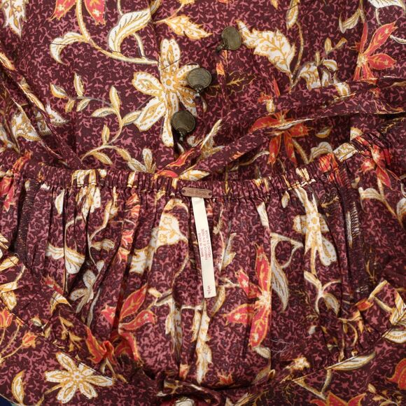 Free People Lola Floral Mini Dress Printed Balloon Sleeve Cutout Cotton S 286397 - Picture 9 of 9